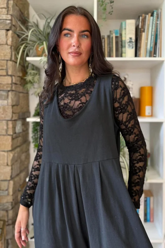 Lace Body Skim Top Black